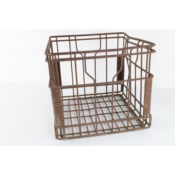 Vintage 40s 50s Distressed Steel Milk Crate Holder Country Farmhouse USA - Picture 5 of 9
